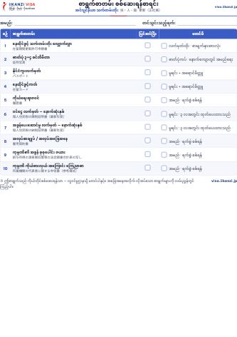 စာရွက်စာတမ်း စစ်ဆေးရန်စာရင်း — အင်ဂျင်နီယာ သက်တမ်းတိုး