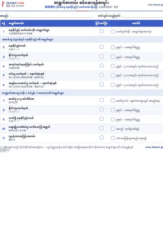 စာရွက်စာတမ်း စစ်ဆေးရန်စာရင်း — 家族滞在 (မိသားစု နေထိုင်ခွင့်) သက်တမ်းတိုးရန်